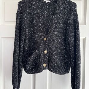 BB Dakota by Steve Madden Black and White Speckled Cardigan